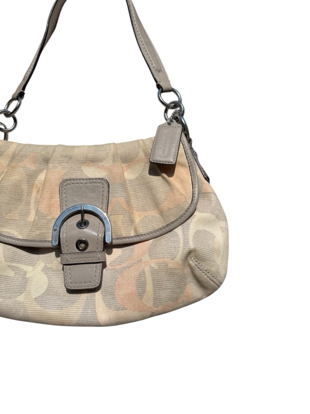 Coach Vintage RARE Y2K Soho Optic Grey & Pink Shoulder Flap Bag F19238 - Picture 4 of 10
